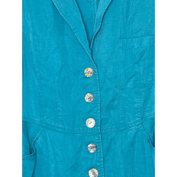 Soft Surroundings Marcie Jacket Tencel Button Front 1/2 Sleeve Teal Small NWOT - Picture 3 of 6